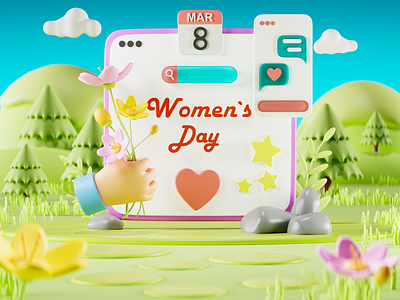 Women's Day 2025 3d animation animation blender flat graphic design illustration motion motion graphics spring womens day