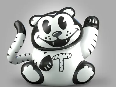 Lucky tiger cat’s, black and white 3d 3d character 3d illustration cartoon cgi character design design illustration