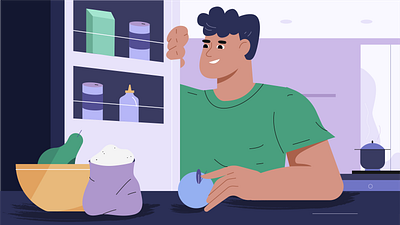 Kitchen 2d boy character illustration kitchen man men