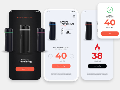 Application IOT Travel Mug IOS/Android adaptive android application design graphic design ios iot logo mobile ui ux