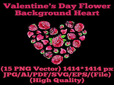 Valentine's Day Flower Background Heart floral valentines wreath valentines