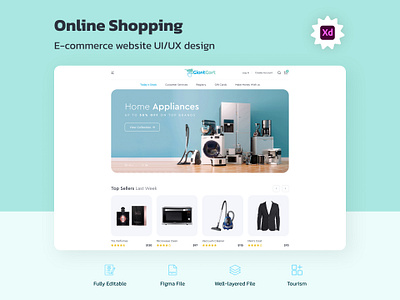 GiantCart-Shopping Website UI/UX Design - Travel and Tourism adobe xd app design banner design branding design graphic design illustration logo online shopping ui web design