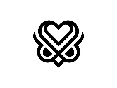 Modern Owl Heart Logo animal bird branding design heart illustration life logo logos love minimal modern night nocturnal owl simple smart vector wings wise