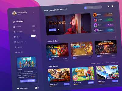 Game launcher - App Design app design card clean dark epic game game ui gamer interface launcher live app stream twitch ui ux videogame web design