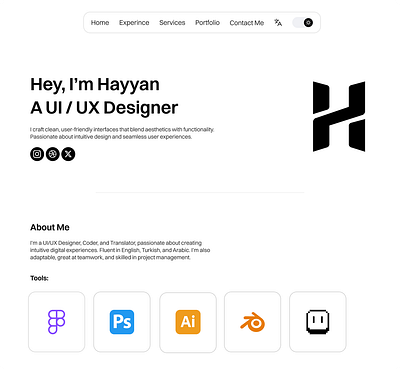 Minimalist Portfolio Website Design 3d about me branding cool cute cv design figma graphic design mi minimal minimalist personal website portfolio portfolio website ui ux warm web design white theme