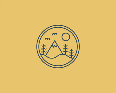 Mountain tranquillity⛰️☀️ basic beautiful circle clear design forest fresh graphic illustration logo minimalism mountain new outline project relax simple sun top wood