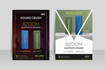 Music Product Flyer Design - BZOOM Bluetooth Speaker flyer design one pager design