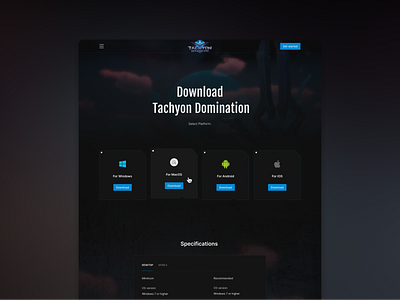 Download page crypto dark design download game game website interface select platform specifications ui ux web design