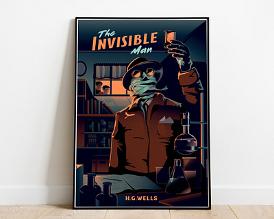 H.G. Wells' The Invisible Man, Cover Illustration book cover fantasy hg wells horror illustration monster horror noir science fiction scifi story illustration the invisible man vector vintage inspire