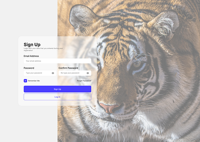 Sign Up Page design log in login page sign sign up signup tiger ui uiux uiux design up userinterface ux website