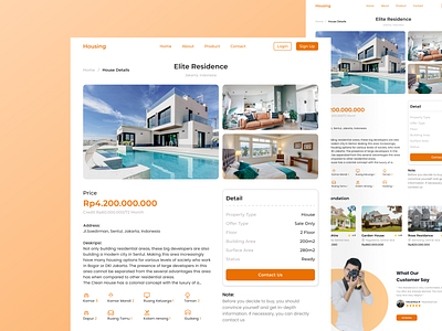 Housing (Property) app branding clean design detail feedback gallery graphic design house illustration orange room travel typography ui ux vector villa web website