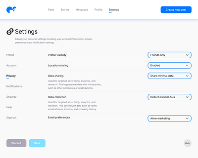 Simple Desktop Settings Page #DailyUI advertisement b2c blue branding dailyui design desktop figma graphic design illustration logo minimalism modern navigation preferences settings ui ux vector webpage