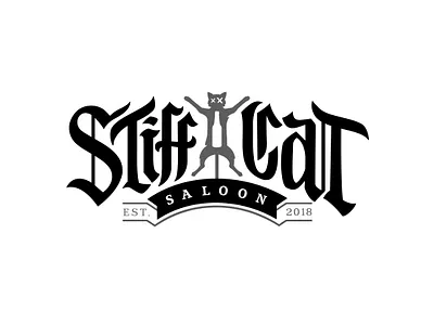Stiff Cat Saloon cutomtype lettering logo