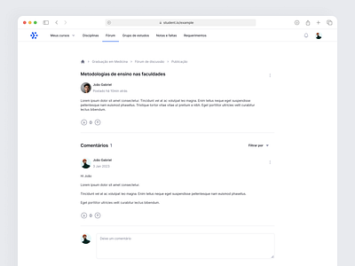 Forum page - Student design desktop forum interface like minimal ui user