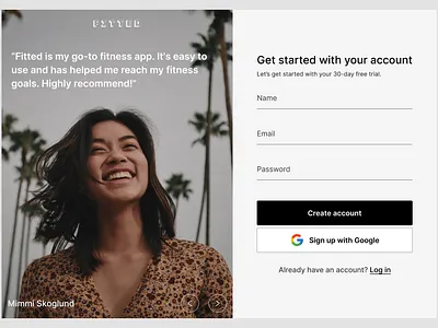 Sign up modal with testimonial design ui ux