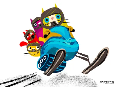 Cats in Antarctica animal illustration cats childrens illustration digitalart editorial photoshop sports transportation