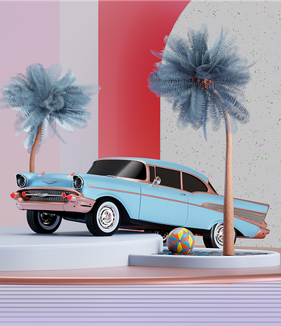 Chevy Bel Air Surreal Design 3d 3d art surreal vibrant