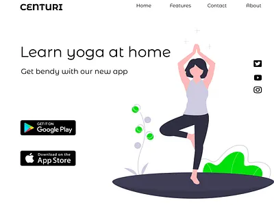 Yoga App Landing Page app branding daily ui dailyui design graphic design illustration logo typography ui ux vector