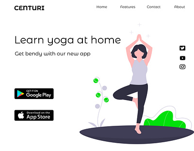 Yoga App Landing Page app branding daily ui dailyui design graphic design illustration logo typography ui ux vector