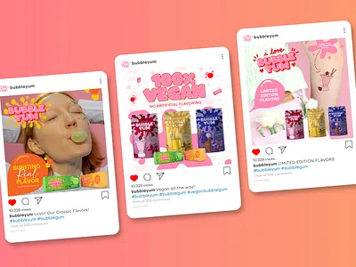 BUBBLE YUM: Bursting Real Flavors! branding design graphic design logo design social media ads social media conten