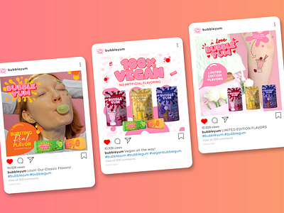 BUBBLE YUM: Bursting Real Flavors! branding design graphic design logo design social media ads social media conten
