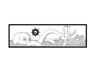 Kraken animal boat design drawing freehand illustration kraken ocean pen pirate ship sketch