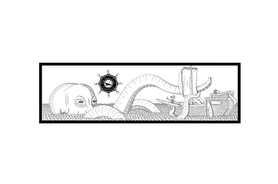 Kraken animal boat design drawing freehand illustration kraken ocean pen pirate ship sketch