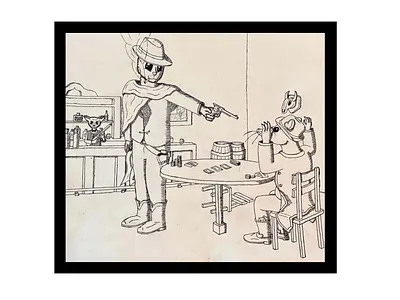Poker Scandal animal cheat clint eastwood cowboy design drawing freehand illustration pen sketch western