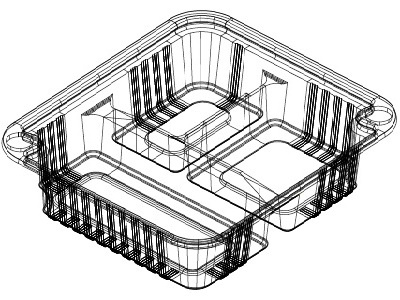 Food tray with two division/Bandeja de comida con dos divisiones 3d 3d modeling autocad bandeja de comida container diseño de producto envase food tray modelado 3d product design