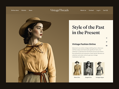 Vintage Clothing Shop boutique brand name clothes branding clothes clothing store design desktop fashion hero online store past fashions style ui ux vintage vintage clothing vintage clothing store