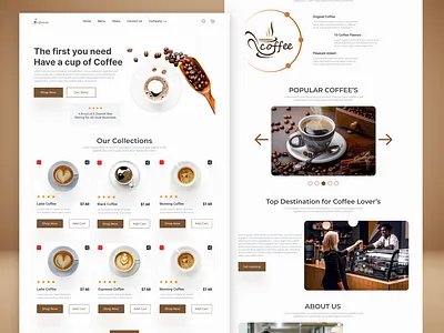 coffee website case study cafe coffee coffeeshop ecommerce ecommerce website landing page ui design uxui web design website