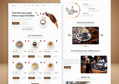 coffee website case study cafe coffee coffeeshop ecommerce ecommerce website landing page ui design uxui web design website