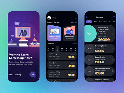 Learning Platform Mobile App Ui Design app app ui application ui clean ui course e learning education exploration mobile app modern design online class online courses online school product design school study teacher tutorial ui ux ux