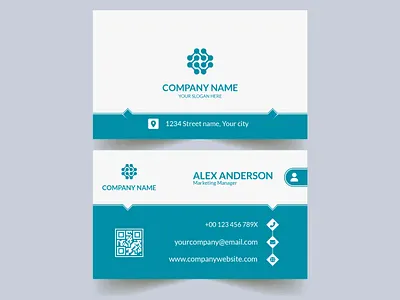 Luxury business card design teal blue creative business card