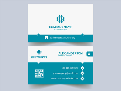 Luxury business card design teal blue creative business card
