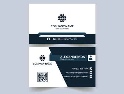 Dark blue modern business card mockup creative business card