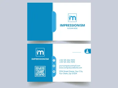 Simple elegant blue business card office card