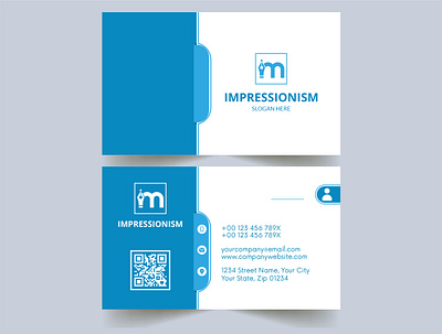 Simple elegant blue business card office card