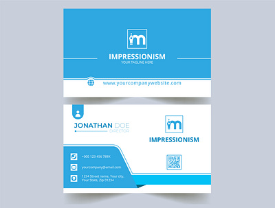 Stylish business card design sky blue creative business card