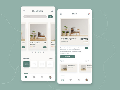 Furniture Shopping App app branding chair design furniture furnituredesign mobileapp onlineshopping shopping ui xd