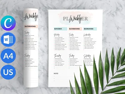 DIY Cleaning Chart Planner Canva minimalist planner