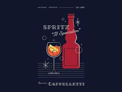 Aperitivo Cappelletti Poster aperitif aperitivo cocktail digital drawing drink illustration illustrator italian italy mid century modern midcentury poster retro sign spritz typography vector vector illustration vintage