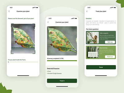 Diagnosis of infected plant app designer figma ios app mobile plant app plant store ui ui design ui interface ux wireframe