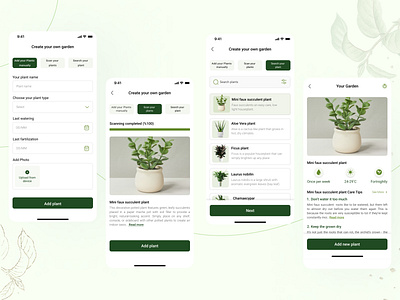 Adding a plant to the Plant App app add plant app design designer figma ios app mobile plant app plant shop plant store scan plant ui ui designer ux