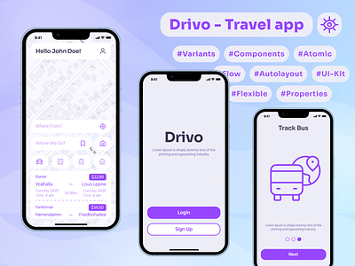 Drivo - Travel app [Cover] app design typography ui ux vector