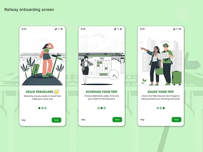 Railway Onbaording Screen aesthetics app dailyui design minimal movement onboarding screen railway transport ui uiux ux
