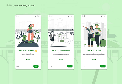 Railway Onbaording Screen aesthetics app dailyui design minimal movement onboarding screen railway transport ui uiux ux