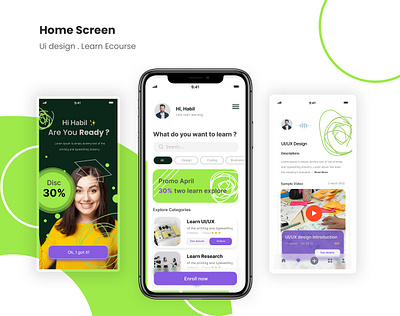 Learn Ecourse app design ecourse home screen learn ecourse preview ui ui ux web web design