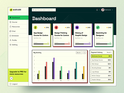 E-learning Courses Dashboard app design brutal brutalism classic clean courses creative dashboard dashboard design design kuthir e learning education interface landing page minimal study ui uidesign website website design