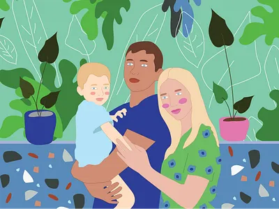 cute 2d design family illustration modern style pattern portrait tropics vector web